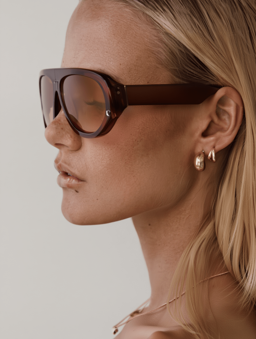 Women’s Resort-Style Sunglasses with Coco/Khaki Frame & Cinnamon-Tinted Lenses