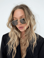 Women’s Aviator Sunglasses with Gold Metal Frame & Chocolate Lenses
