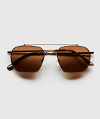 Women’s Aviator Sunglasses with Gold Metal Frame & Chocolate Lenses