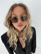 Women’s Aviator Sunglasses with Gold Metal Frame & Chocolate Lenses