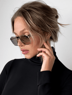 Women’s Metal Frame Sunglasses with Gold Finish & Graphite Lenses
