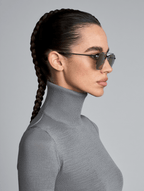 Women’s Silver Metal Frame Sunglasses with Khaki Lenses