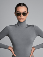 Women’s Silver Metal Frame Sunglasses with Khaki Lenses