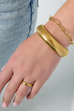 Geometric Bangle Bracelet 15 mm Gold – Modern Bold Cuff Jewelry