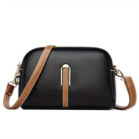 Litchi Embossed Leather Crossbody Bag