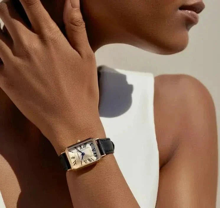 Elegant Rectangular Women’s Leather-Strap Analog Watch – Multiple Colors