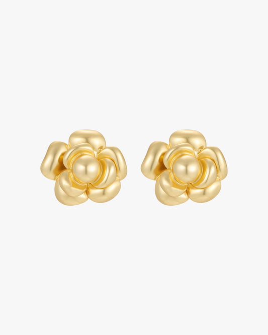 Gold Flower Stud Earrings – Sculpted Petal Design