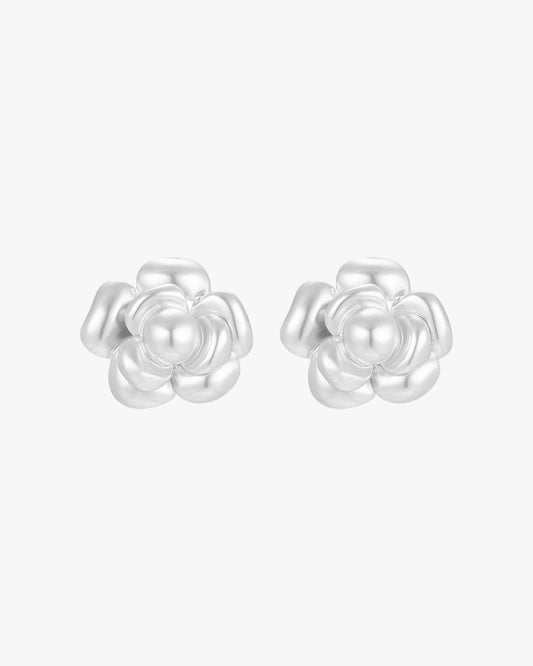 Silver Flower Stud Earrings – Polished Petal Design