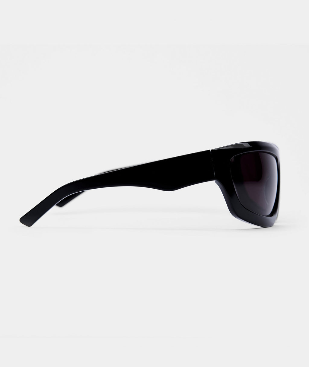 Women’s Wraparound Sunglasses with Black Frame & Smoke-Tinted Lenses