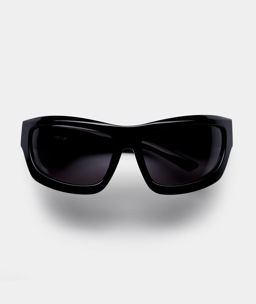 Women’s Wraparound Sunglasses with Black Frame & Smoke-Tinted Lenses