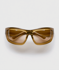 Brown sunglasses on a light gray background