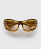 Brown sunglasses on a light gray background