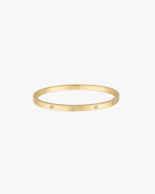 Gold-Tone Slim Bangle with Clear Accent Stones