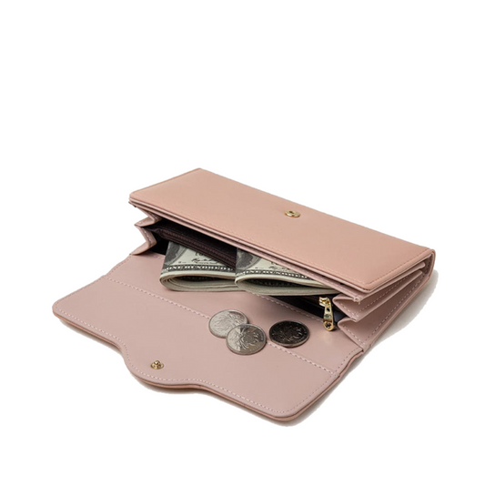 Elegant Trifold Leather Wallet with Coin Pocket