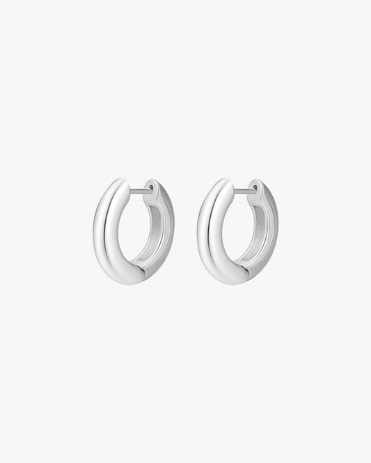 Silver Tone Classic Hoop Earrings for Women – Minimalist Round Design