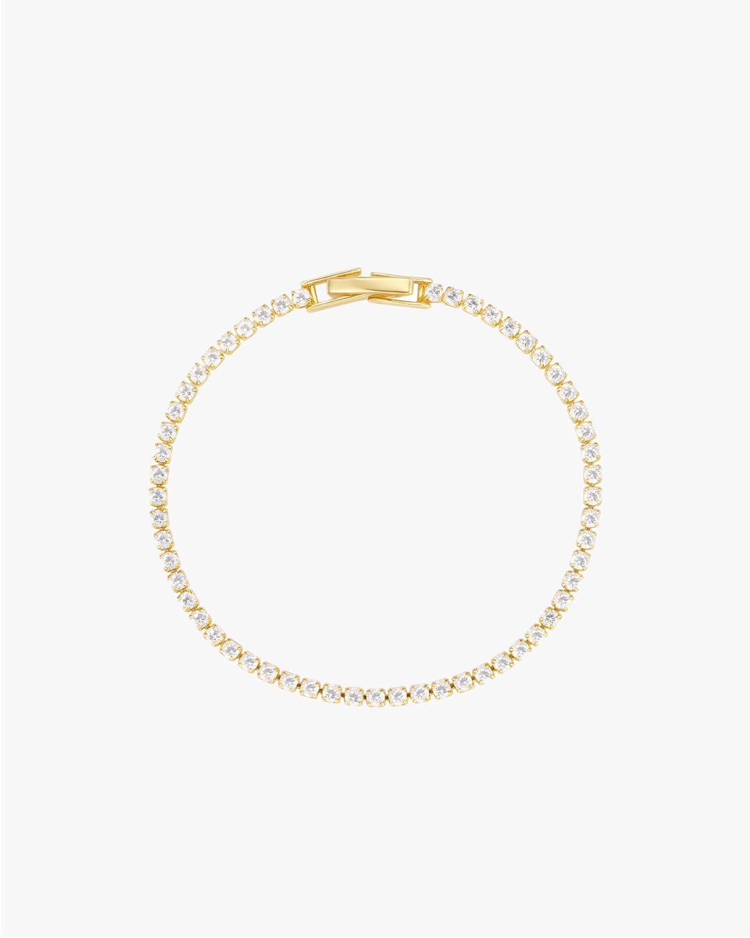 Gold-Tone Tennis Bracelet with Round Clear Stones