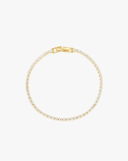 Gold-Tone Tennis Bracelet with Round Clear Stones