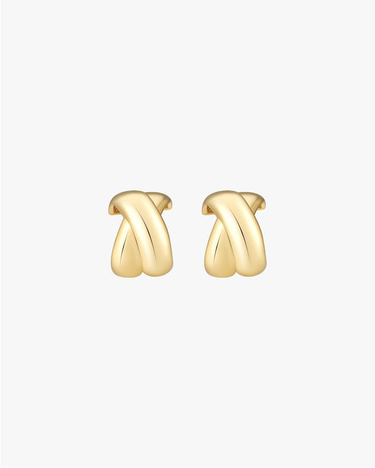 Gold Twisted Hoop Earrings – Sculptural Modern Minimalist Jewelry