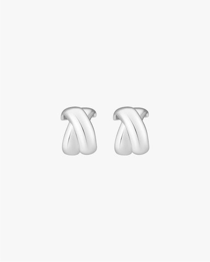 Twisted Dome Hoop Earrings in Silver
