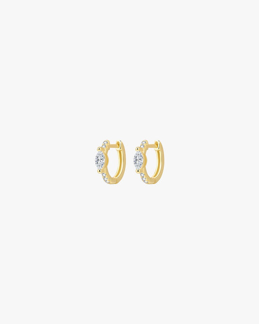 Gold-Plated Hoop Earrings with Round Cubic Zirconia