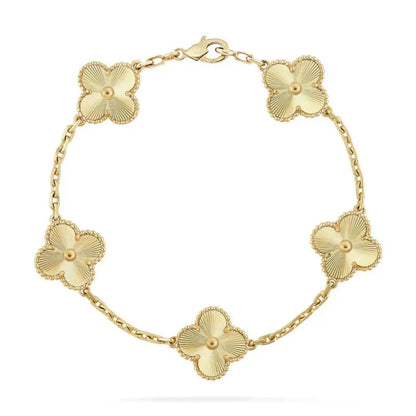 Gold Chain Bracelet with Black Clover-Shaped Charms