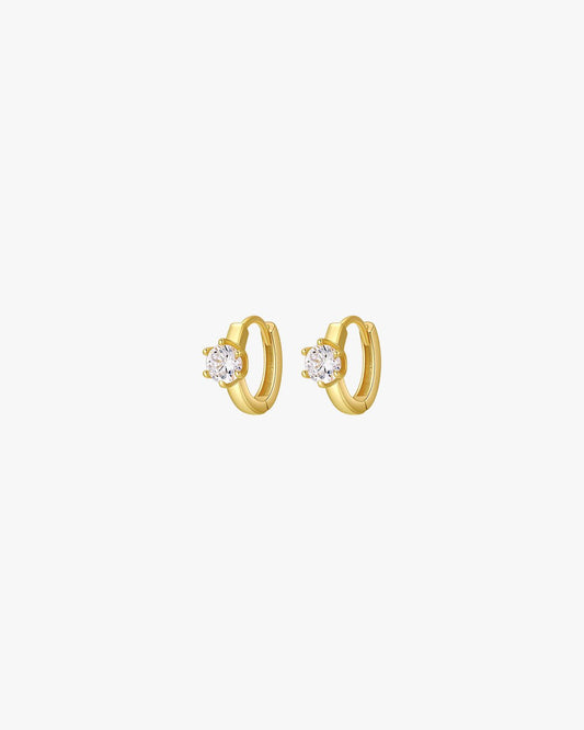Gold-Plated Pave Huggie Earrings with Organic Shape