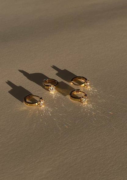 Gold-Plated Pave Huggie Earrings with Organic Shape