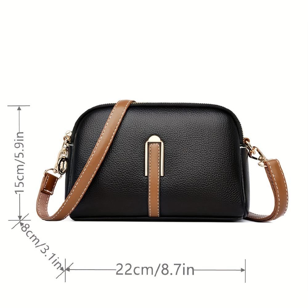 Litchi Embossed Leather Crossbody Bag