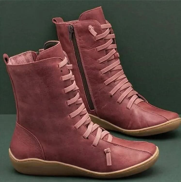 Women Barefoot Ankle Boots with Laces and Zippers