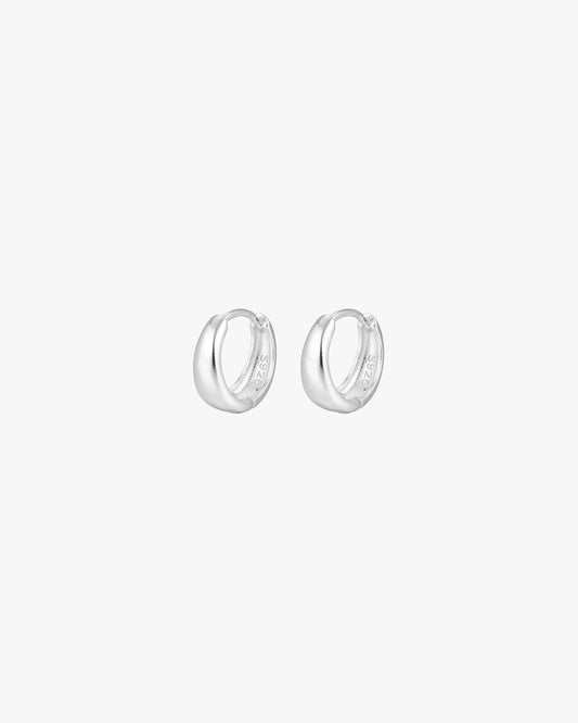 Sterling Silver-Plated Huggie Hoop Earrings – Rounded Shape
