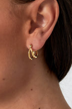 Small Double Gold Hoop Earrings for Women