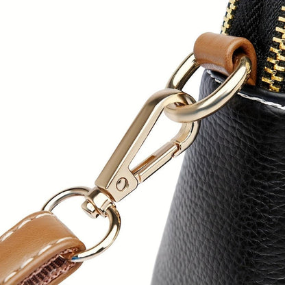 Litchi Embossed Leather Crossbody Bag
