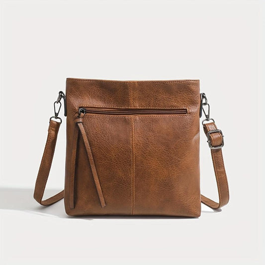 Retro Square Leather Crossbody Bag
