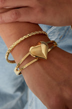 Bold Heart Bangle Bracelet Gold – Statement Heart Cuff for Women