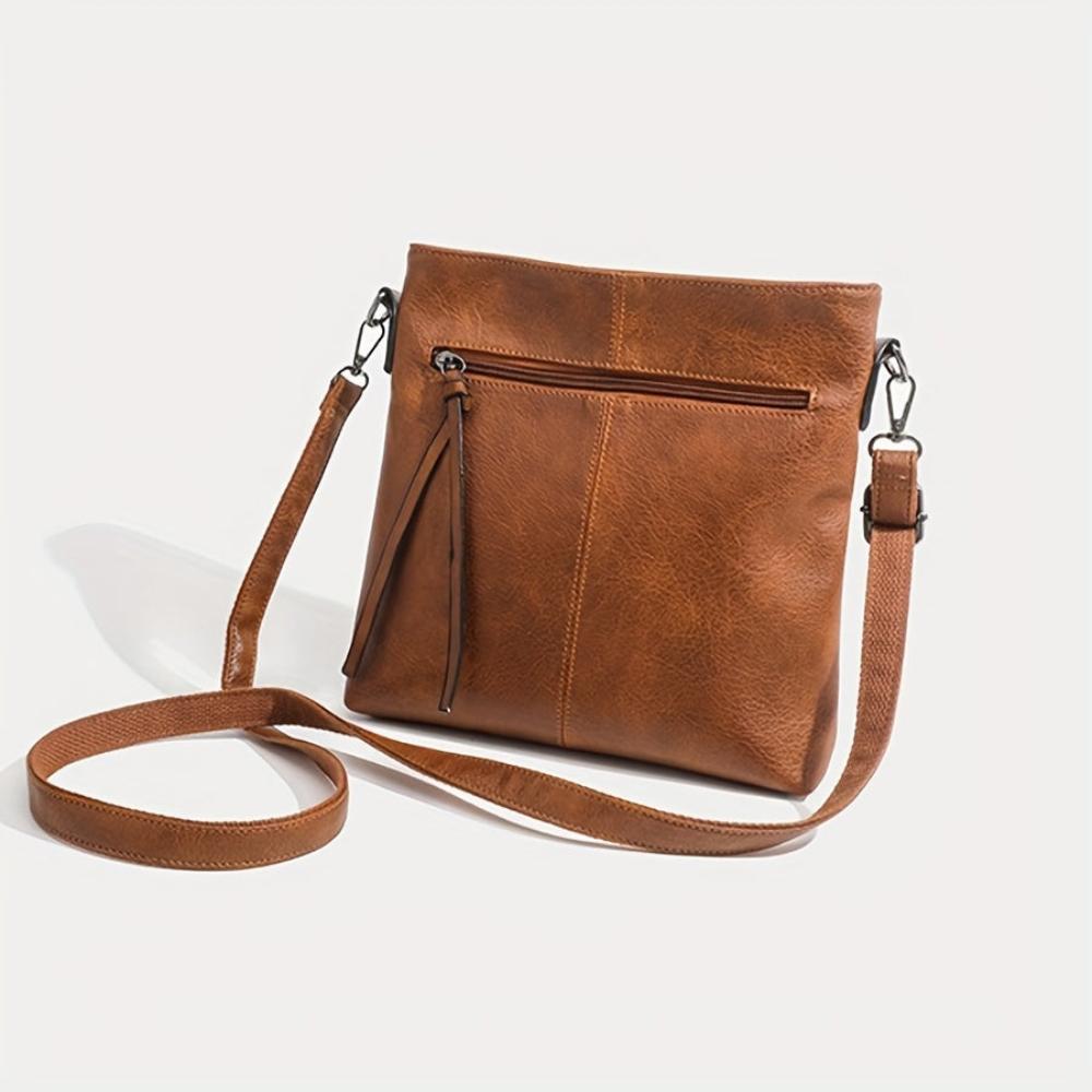 Retro Square Leather Crossbody Bag