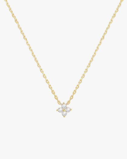 Gold-Toned Chain Necklace with Four-Stone Floral Pendant