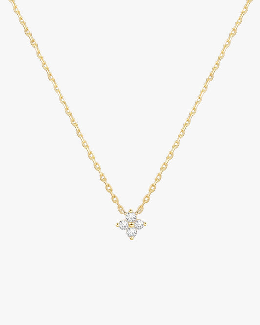 Gold-Toned Chain Necklace with Four-Stone Floral Pendant