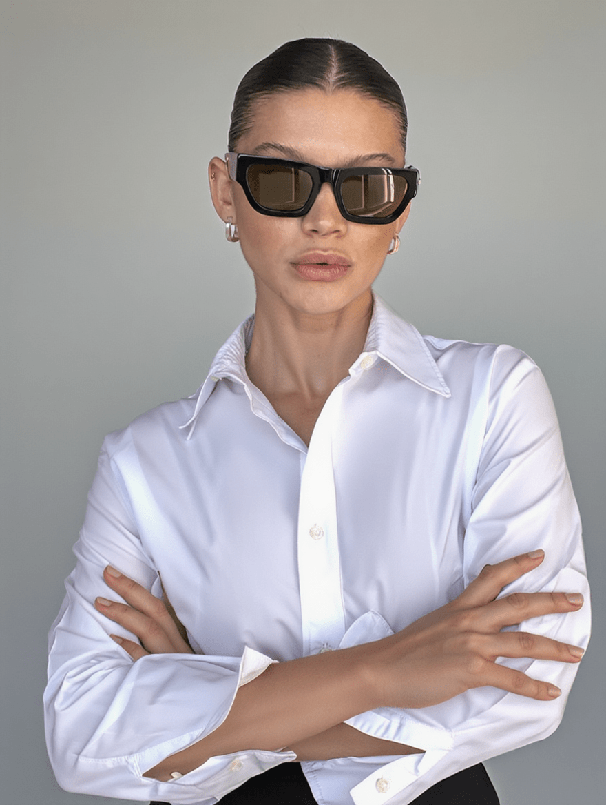 Women’s Classic Sunglasses with Black Frame & Khaki-Tinted Lenses