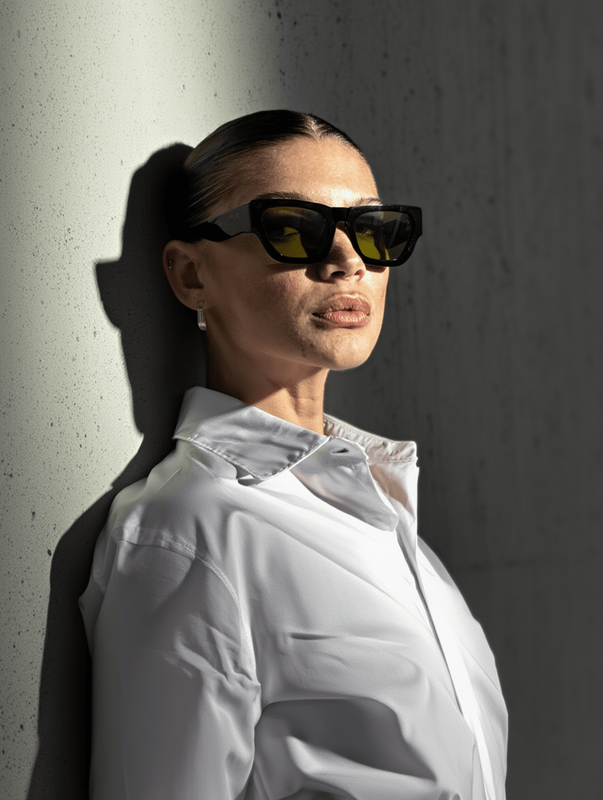 Women’s Classic Sunglasses with Black Frame & Khaki-Tinted Lenses