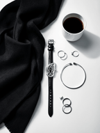 Sculpted Dial Black Leather Quartz Watch – Modern Art Inspired Women’s Timepiece
