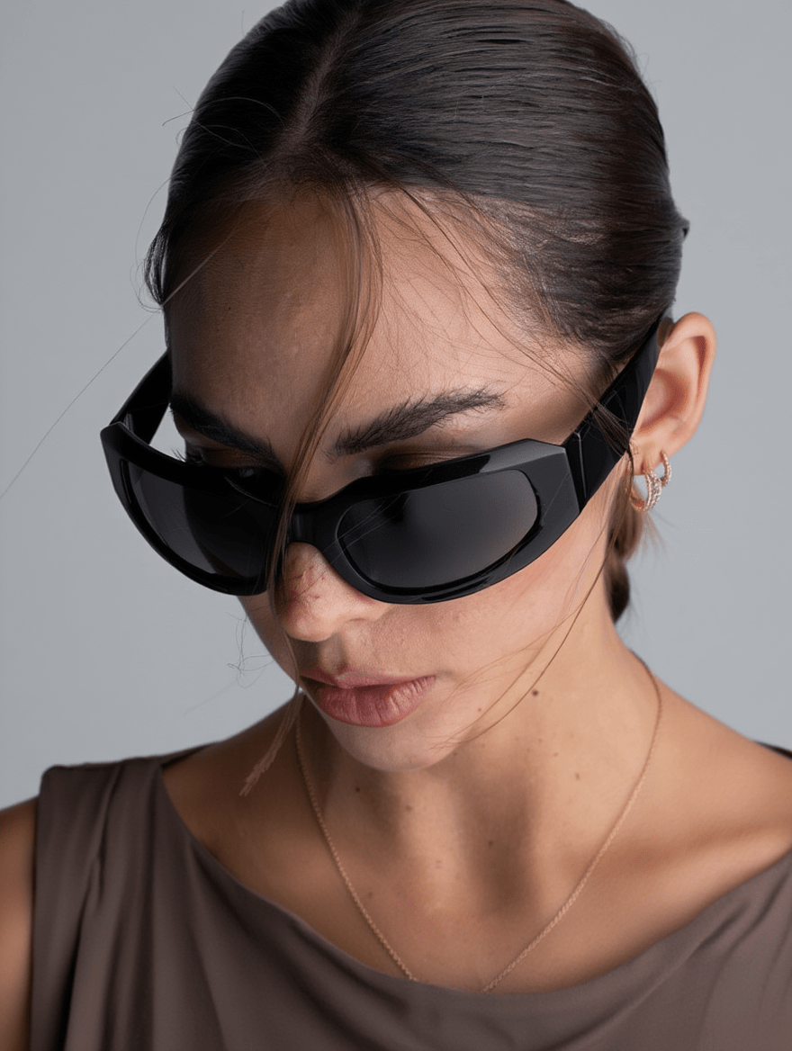 Women’s Sport Wraparound Sunglasses with Black Frame & Smoke-Tinted Lenses