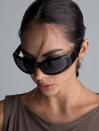 Women’s Sport Wraparound Sunglasses with Black Frame & Smoke-Tinted Lenses