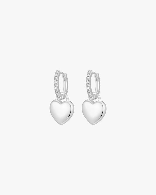 Silver Hoop Earrings with Sparkling Crystal Accents – Elegant Prong-Set Half Hoops