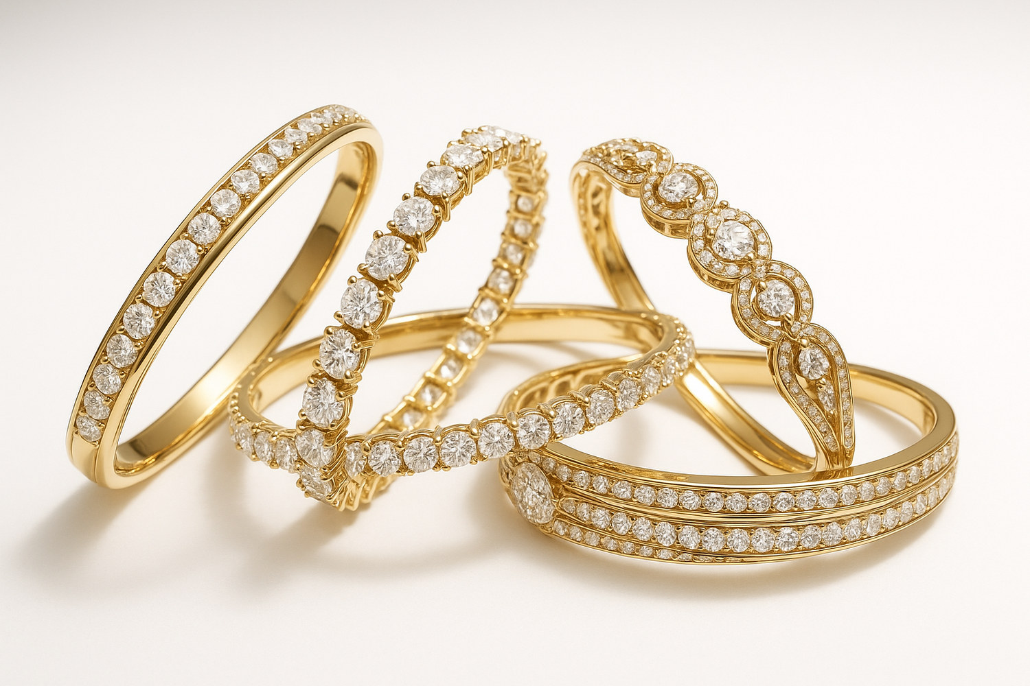 High-eng looking bracelets, gold and diamonds