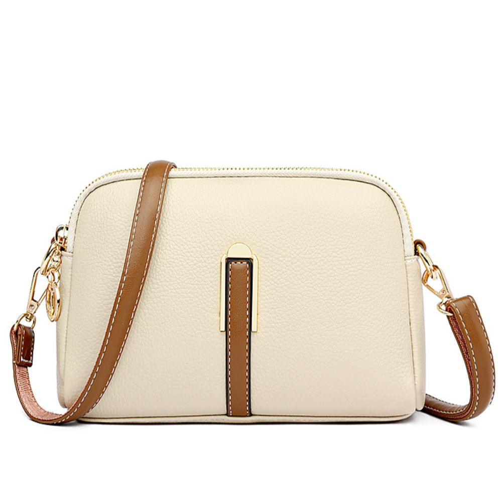 Litchi Embossed Leather Crossbody Bag