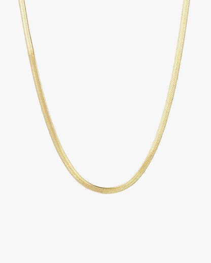 Gold-Toned Flat Snake Chain Necklace