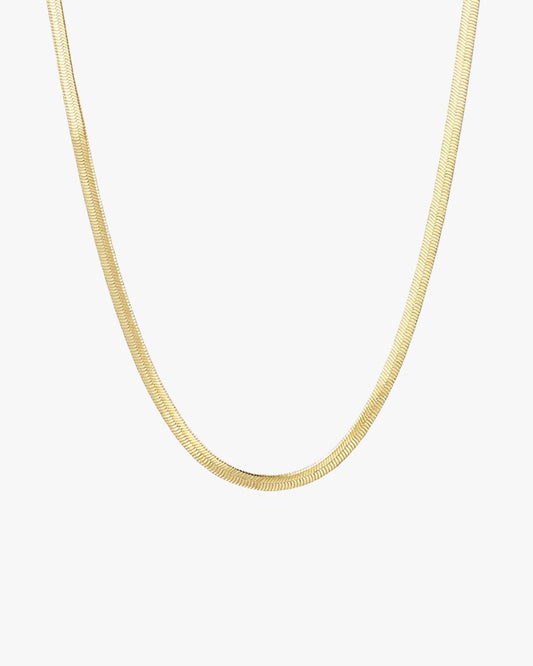 Gold-Toned Flat Snake Chain Necklace