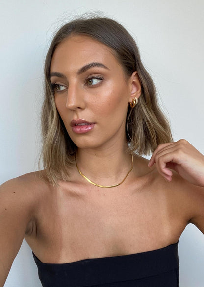 Gold Herringbone Chain Necklace