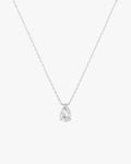 Elegant pear-shaped diamond pendant necklace on a delicate silver chain, perfect for luxury jewelry lovers and fashion enthusiasts.