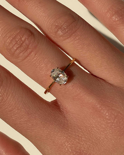 Gold Ring with Oval-Cut Center Stone